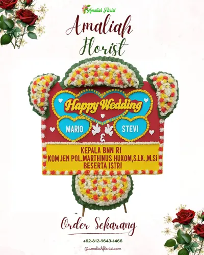 Karangan Papan Bunga Pernikahan di Padangbai